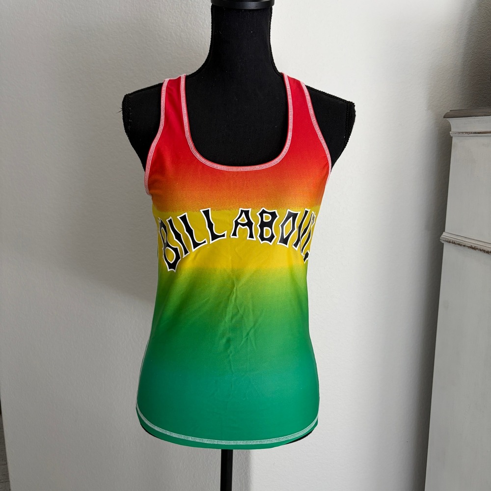 Billabong Rasta Ombre Racerback Tank Top Womens Large Vintage Y2K Surf Beach